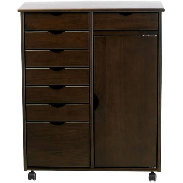 Home Decorators Collection Stanton 8-Drawer Double Wide Storage Cart in Chestnut