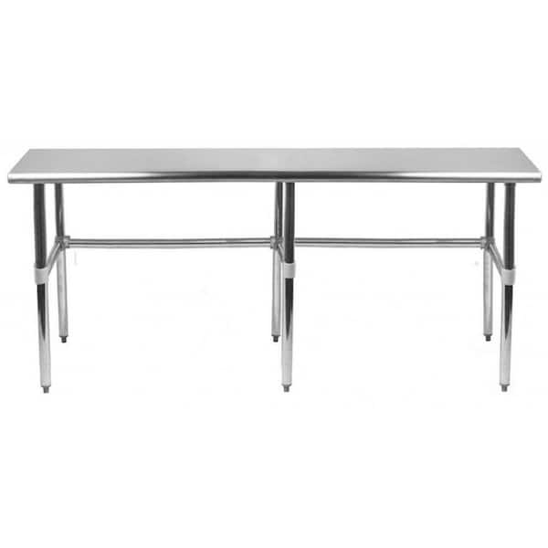AMGOOD 14 in. x 96 in. Stainless Steel Open Base Kitchen Utility Table : Metal Prep Table