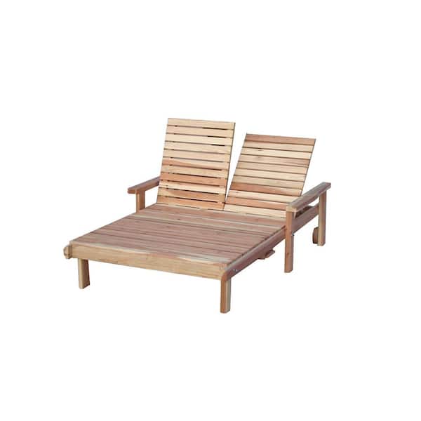 Unbranded Double Beach Clear Redwood Outdoor Chaise Lounge