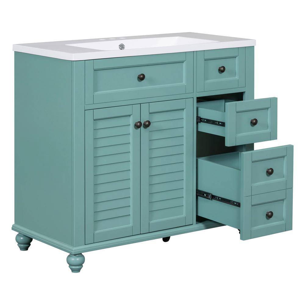 36 in. W x 18 in. D x 33 in. H Single Sink Freestanding Bath Vanity in Blue