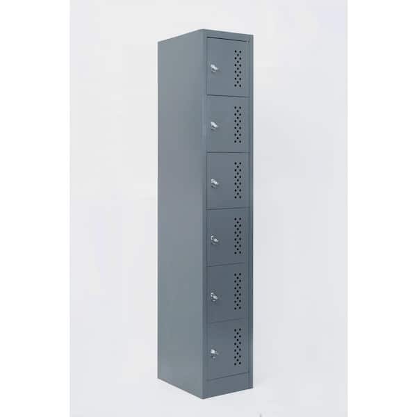 8.38 cu. ft Steel Lock Cabinet Metal Garage Storage Cabinet, 6 Separate Storage Compartments, Gray