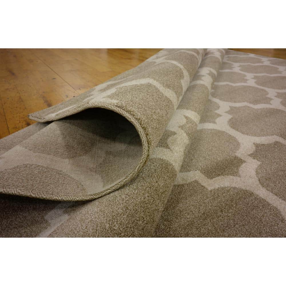 Elegant Trellis Light Brown Indoor Area Rug with Easy Care Features