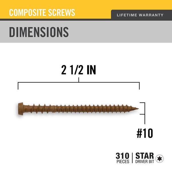 DECKMATE 10 x 2-1/2 in. Brown Pan-Head Composite  Deck Screws 5 lbs.-Box (371-Piece)