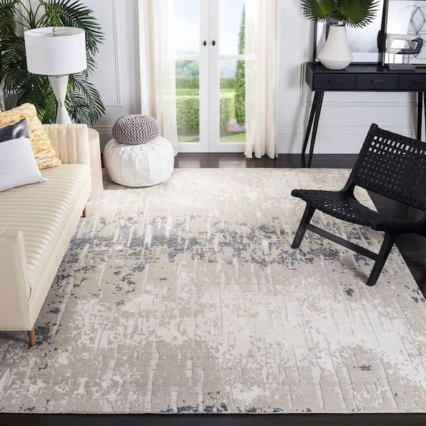 Tibetan 8 ft. x 10 ft. Silver Abstract Area Rug