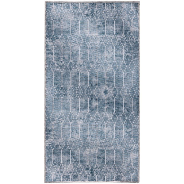 Unbranded Blue Grey doormat 2 ft. x 4 ft. Geometric Contemporary Machine Washable Series 1 Area Rug