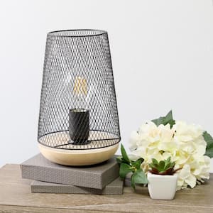 9 in. Black Wired Mesh Uplight Table Lamp