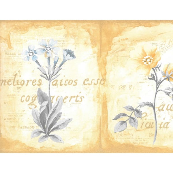 Dundee Deco Falkirk Brin Flowers Gold, Yellow, Blue, Green Wallpaper Border