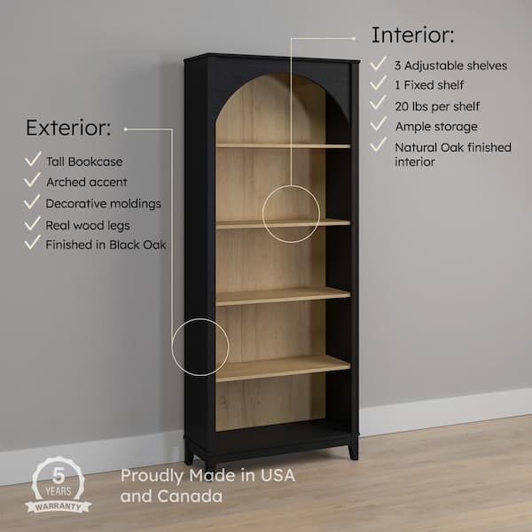 Prepac Ark 78 in. Tall Black Oak and Natural Oak Engineered Wood 5