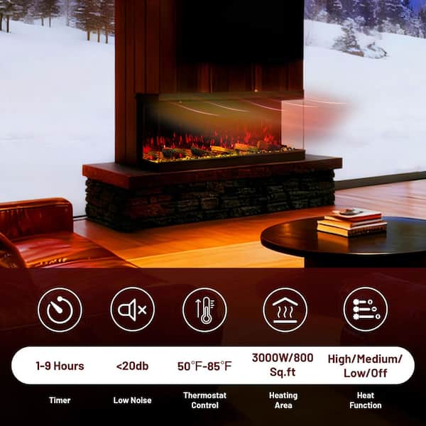 Mondawe 3 Sided Electric Fireplace, 3000W 50 in. Smart WiFi