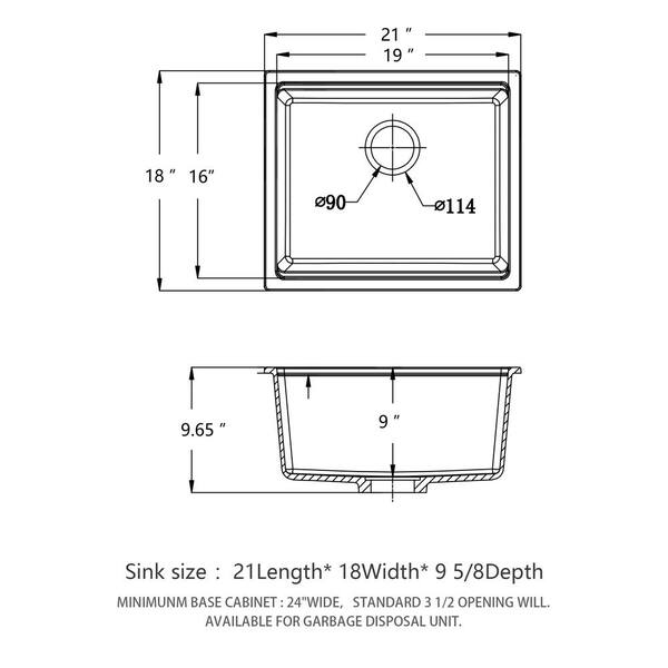 Unbranded - 21 in. Undermount Single Bowl Quartz Black Kitchen Sink with Workstation