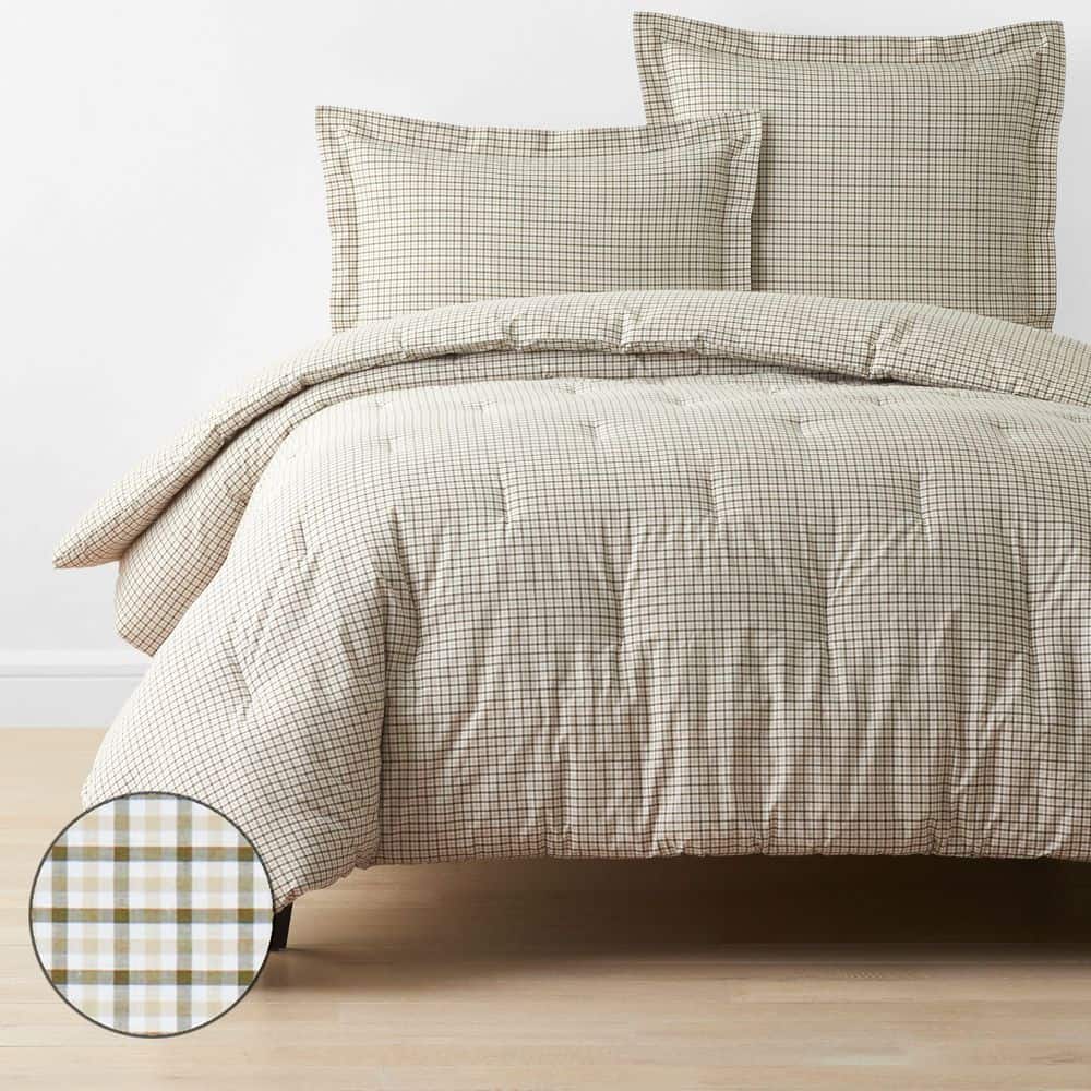 Company Cotton Mini Check Yarn-Dyed Green Queen Cotton Percale Comforter price history on PriceWatchPro