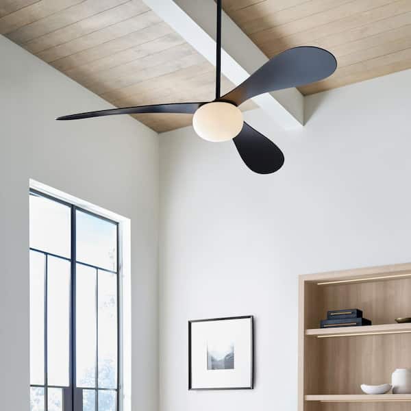 Fan Drape Smart 58 in. Indoor/Outdoor Midnight Black Modern Standard Downrod Mount Ceiling Fan with Remote and Light Kit