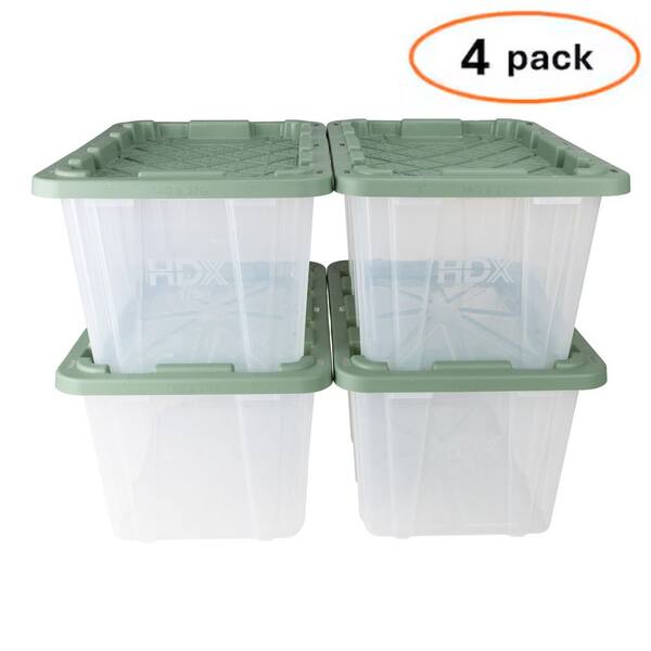 thumbnail image 2 of 4-Pack 27 Gallon Large Storage Bins With Snap-On Lids - Black & Red Plastic Containers 2 of 6