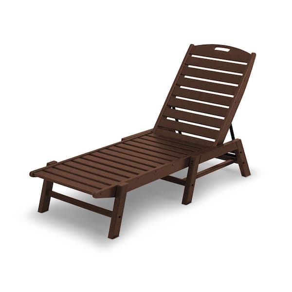 POLYWOOD Nautical Mahogany 1-Piece Plastic Outdoor Chaise
