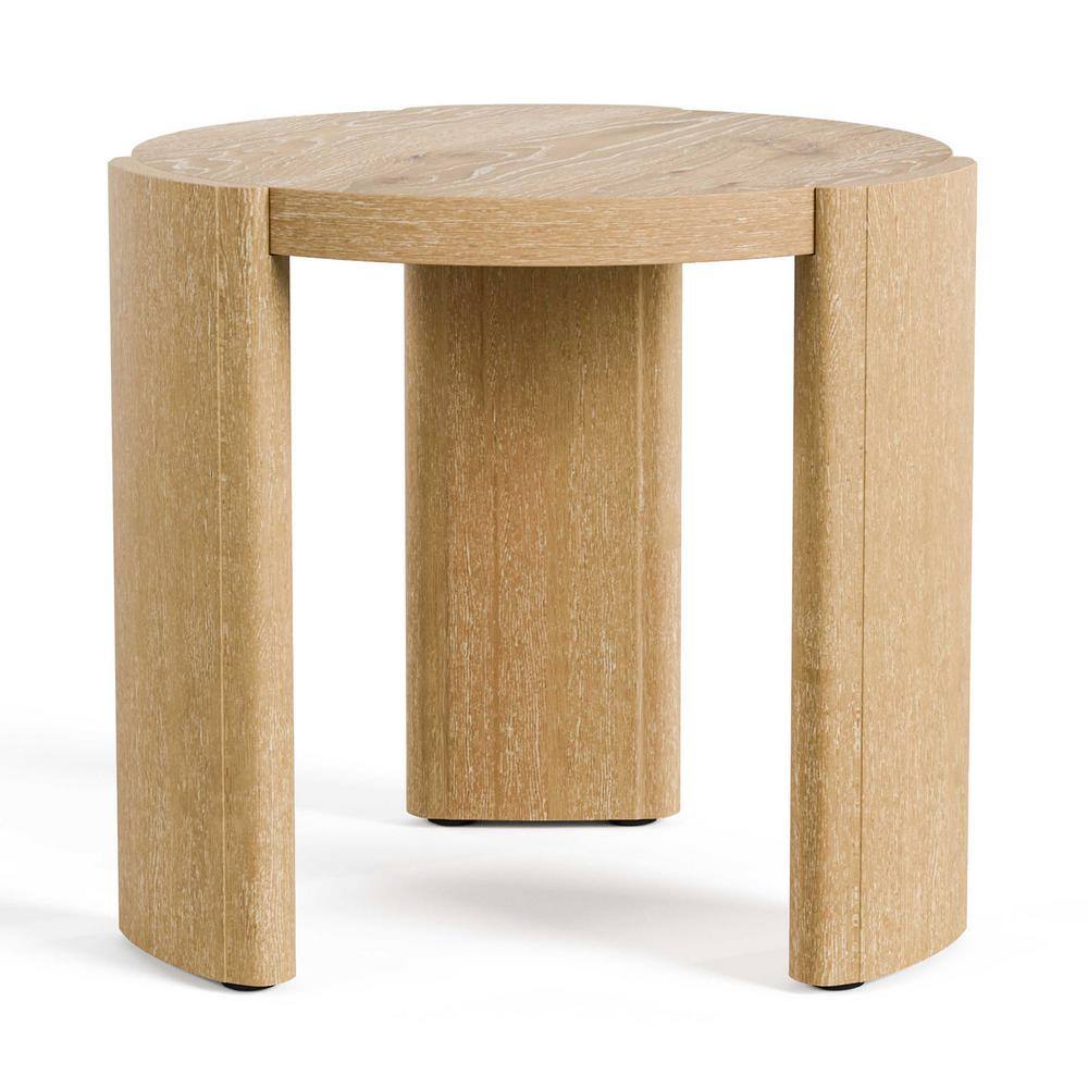 Ashford 20 in. Oak Round Wood End Table with Plinth Base - thumbnail 9