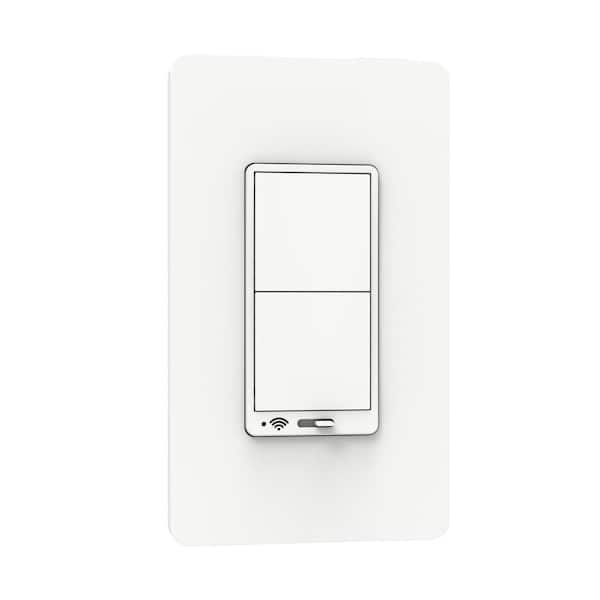 X Series 15 Amp 120-Volt Dimmer Rocker Outlet 600-Watt Single Pole 3 Way Smart Wifi Matter White with Wall Plate