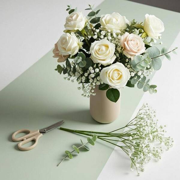20 in. White Indoor/Outdoor Artificial Gypsophila Flower