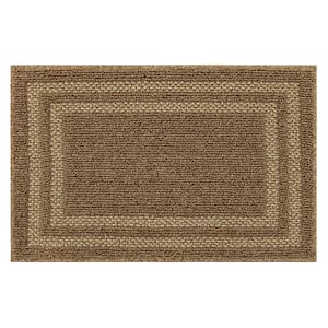 Basics Hall Border Tan 1 ft. 8 in. x 2 ft. 6 in. Transitional Tufted Geometric Bordered Polyester Rectangle Area Rug