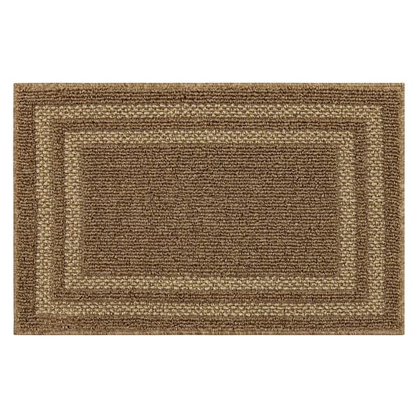 Mohawk Home Basics Hall Border Tan 1 ft. 8 in. x 2 ft. 6 in. Transitional Tufted Geometric Bordered Polyester Rectangle Area Rug