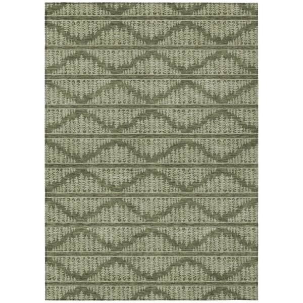 Chantille Machine Washable Indoor/Outdoor Abstract ACN2985 Olive 10 ft. x 14 ft. Area Rug
