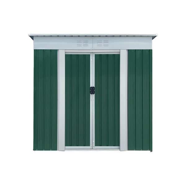 Pent Roof 6 ft. W x 4 ft. D Metal Shed with Green Finish (24 sq. ft.)