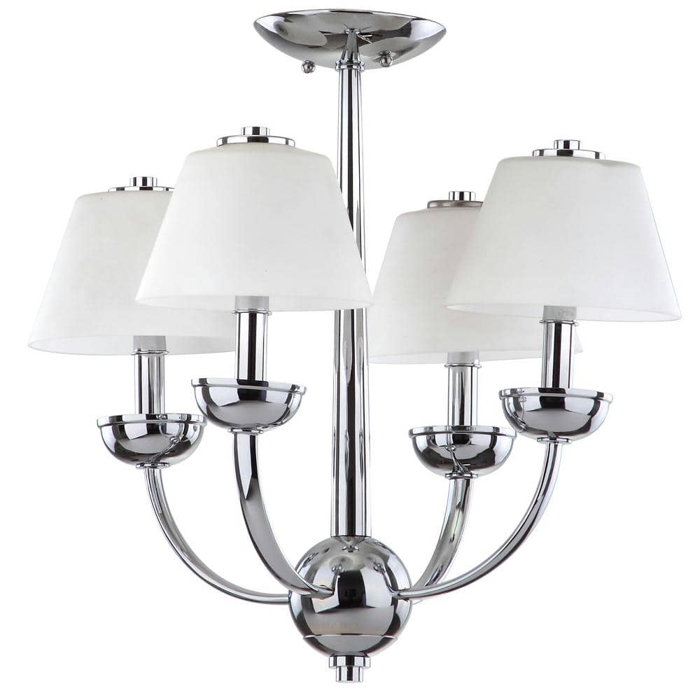 Yardley Chrome 4-Light Chandelier with Etched Glass Shades