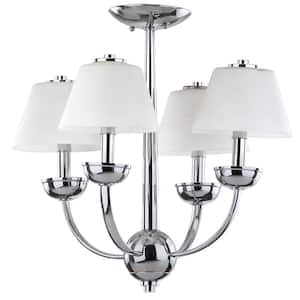 Yardley 4-Light Chrome Chandelier Lighting with White Glass Bell Shades