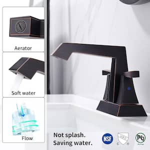 4 in. Centerset Double Handle Mid Arc Bathroom Faucet with Drain Kit Included in Oil Rubbed Bronze