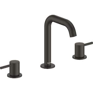 DuraCircle 8 in. Widespread Double Handle Bathroom Faucet with Drain Kit Included in Matte Black