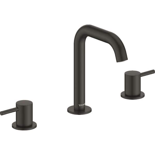 Duravit DuraCircle 8 in. Widespread Double Handle Bathroom Faucet with Drain Kit Included in Matte Black
