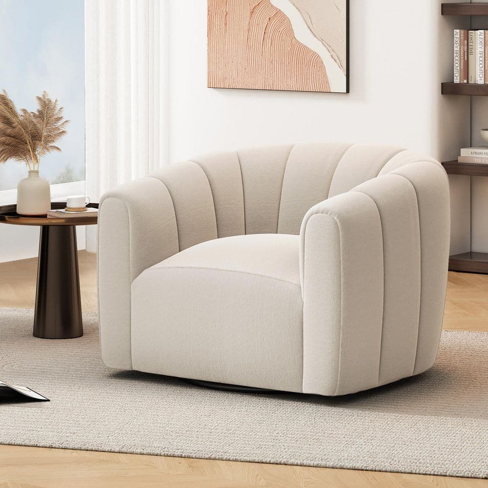Cream Soft Velvet 360-degree Swivel Barrel Chair Modern Club chair, No Assembly Required price history on PriceWatchPro