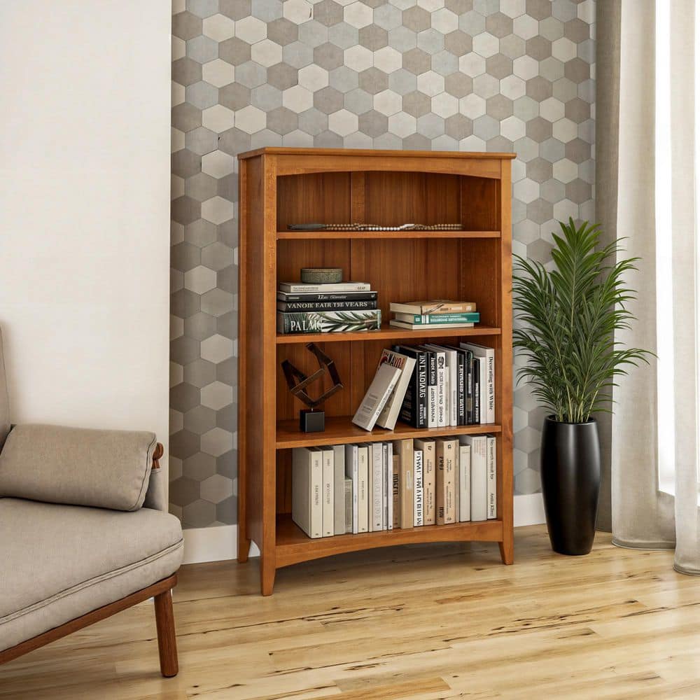 Cherry 48" Adjustable Solid Wood Shaker Bookcase