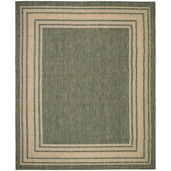 Horizon Indoor/Outdoor Green 9 ft. x 12 ft. Bordered Contemporary Area Rug