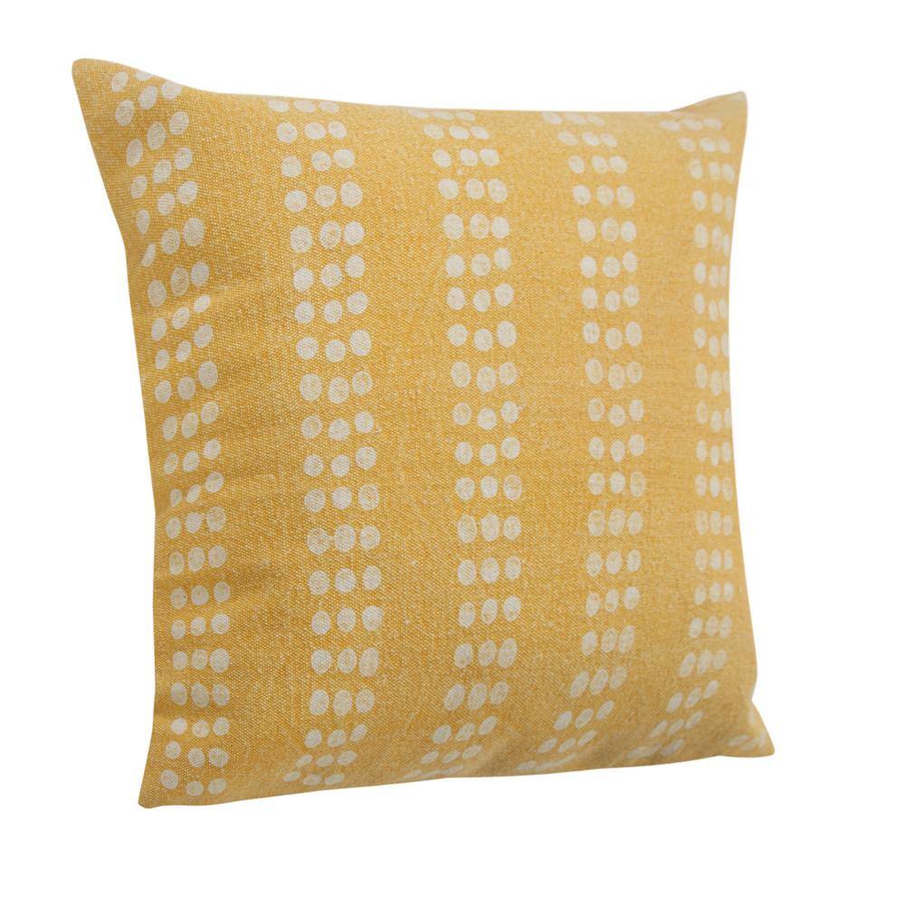 Yellow and White Cotton Polka Dot Throw Pillow