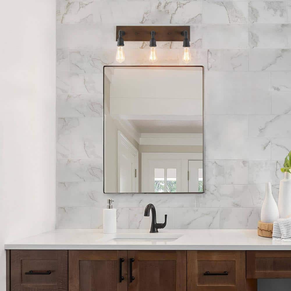 Sabrina Matte Black Metal 3-Light Vanity Fixture