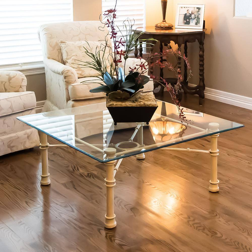 Elegant Chrome-Finished Rectangular Tempered Glass Dining Table Top