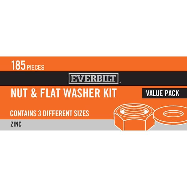 Everbilt 185-Piece Zinc-Plated Nuts and Washer Kit