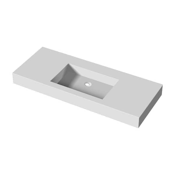 Xspracer Victoria 47 in. W x 19 in. D Rectangle Solid Surface Vanity Top Single Basin in Matte White