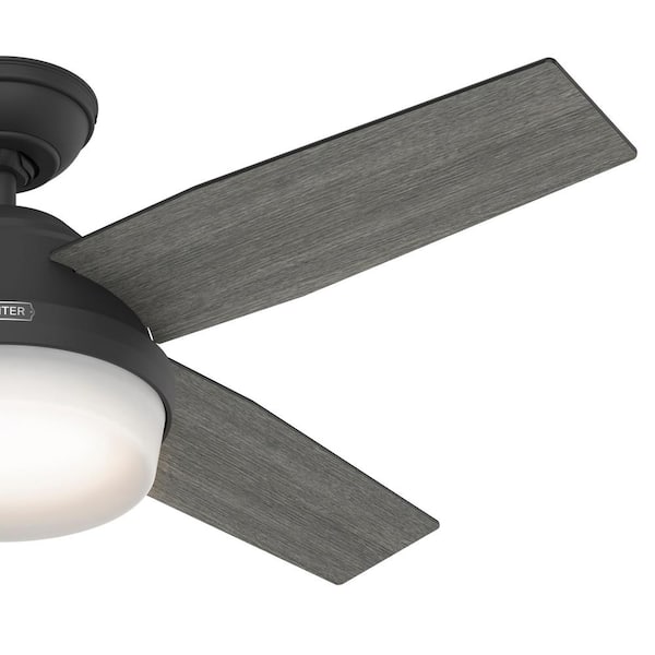 Hunter - Dempsey 44 in. Indoor Matte Black Ceiling Fan with Remote and Light Kit Included