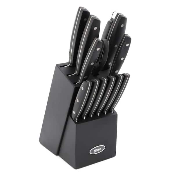 Oster Riggins 14-Piece Stainless Steel Knife Set with Hardwood Storage Block in Black