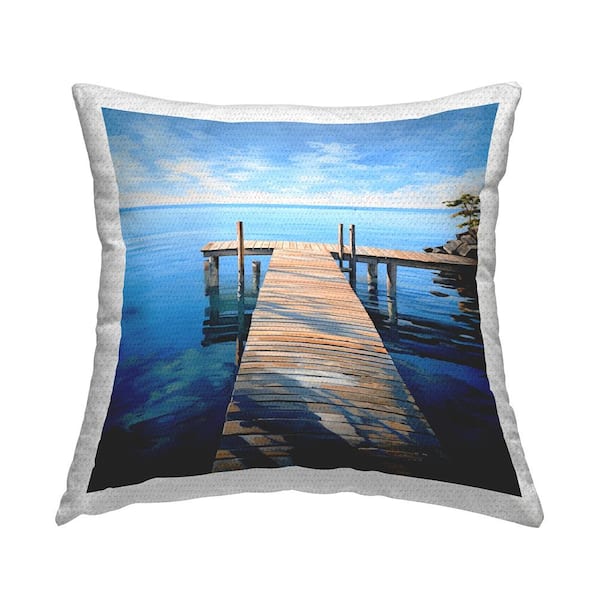 Stupell Industries Seaside Dock Sky Blue Square Outdoor Throw Pillow