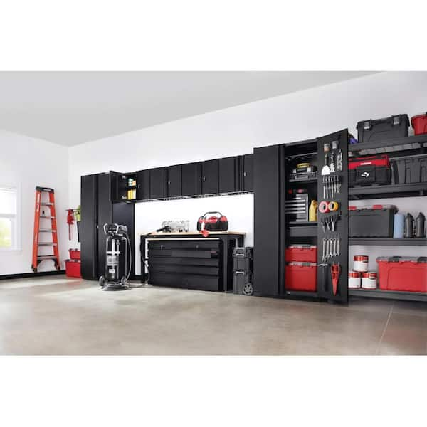 Husky 9 Piece Pro Duty Welded Steel Garage Storage System In Black Line X Coating 184 In W X 81 In H X 24 In D Htc922041 Lx The Home Depot