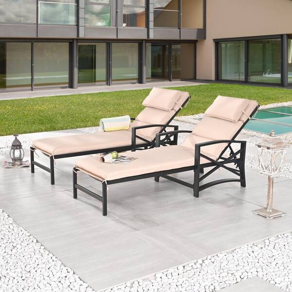 TOP HOME SPACE Adjustable Back Metal Outdoor Lounge Chair