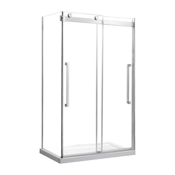 OVE Decors Montebello 48 in. L x 32 in. W x 78.74 in. H Alcove Shower Kit w/ Frameless Sliding Door,Side Panel and Shower Pan
