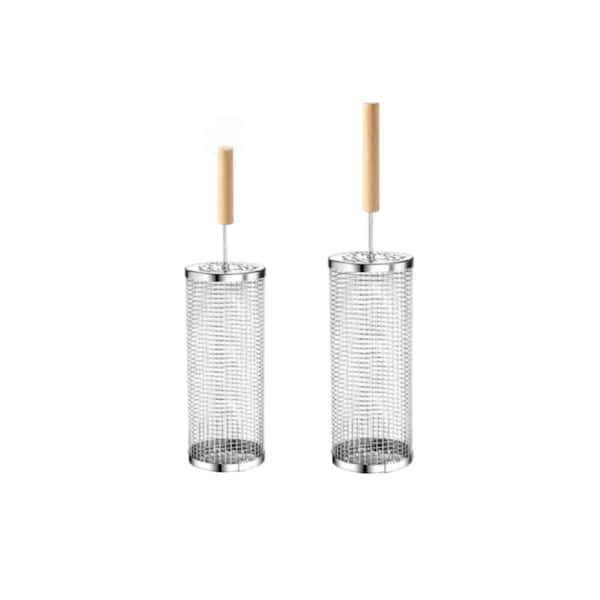 Non-Stick 2 Pcs Silver Stainless Steel Grill Basket for Grills