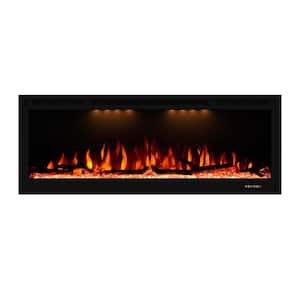 44 in. Recessed Electric Fireplace Insert with 5 Flame Settings Temperature Control in Black