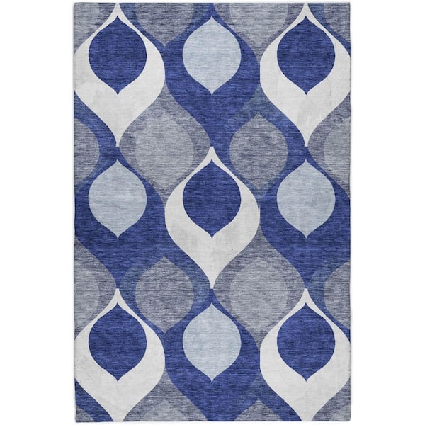 Dream Shag Premium Machine Washable Abstract ADS749 Navy 10 ft. x 14 ft. Area Rug