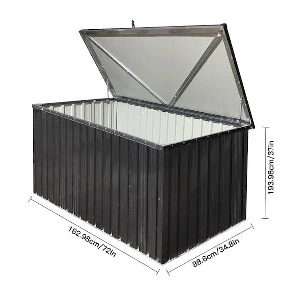 340 Gal. Metal Storage Box, Rainproof Large Deck Box ZQ-9072BK18 