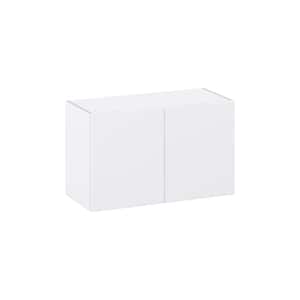 Fairhope Bright White Slab Assembled Wall Bridge Kitchen Cabinet (33 in. W X 20 in. H X 14 in. D)