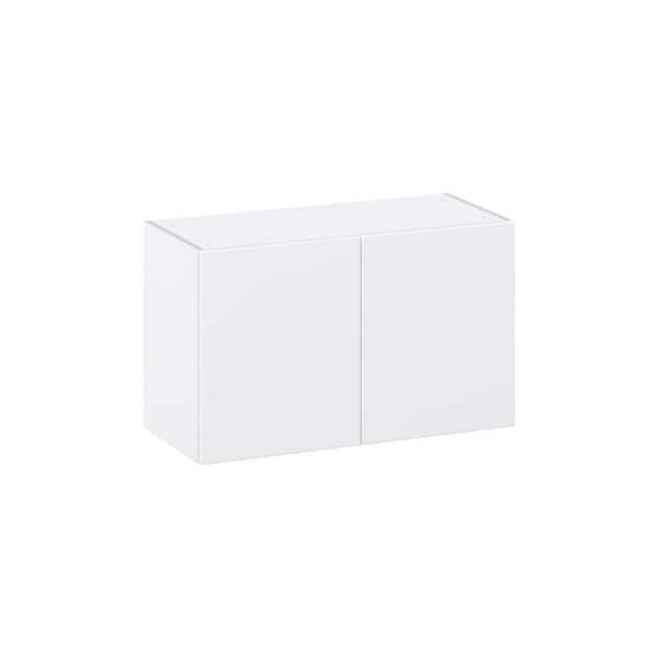 J COLLECTION Timberline 33 in. W x 14 in. D x 20 in. H Assembled Slab Wall Bridge Kitchen Cabinet in Bright White